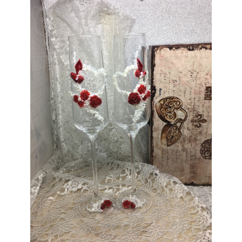 pareja Copas  "cristal rose"