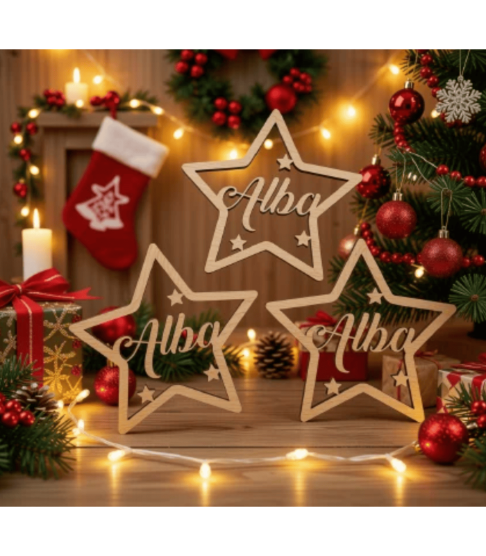 Bola madera estrella | NAVIDAD