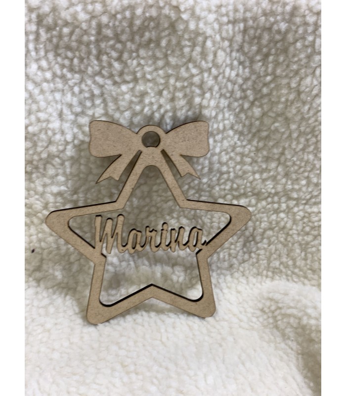 Bola madera estrella lazo | NAVIDAD