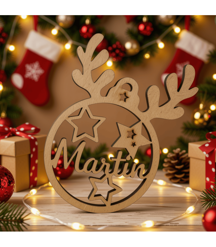 Bola madera orejas reno | NAVIDAD