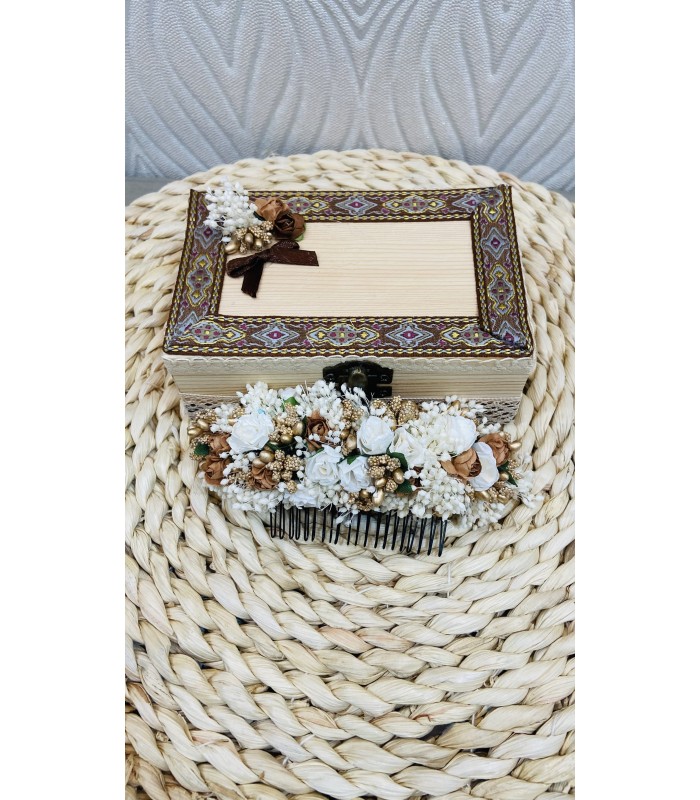 peineta flores + caja | Tocados florales