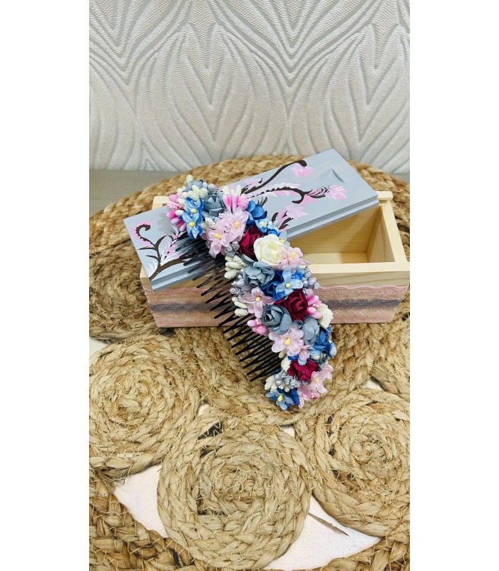 peineta flores + caja | Tocados florales