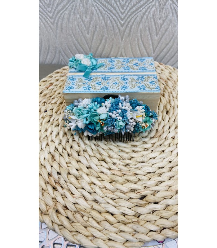 peineta flores + caja | Tocados florales