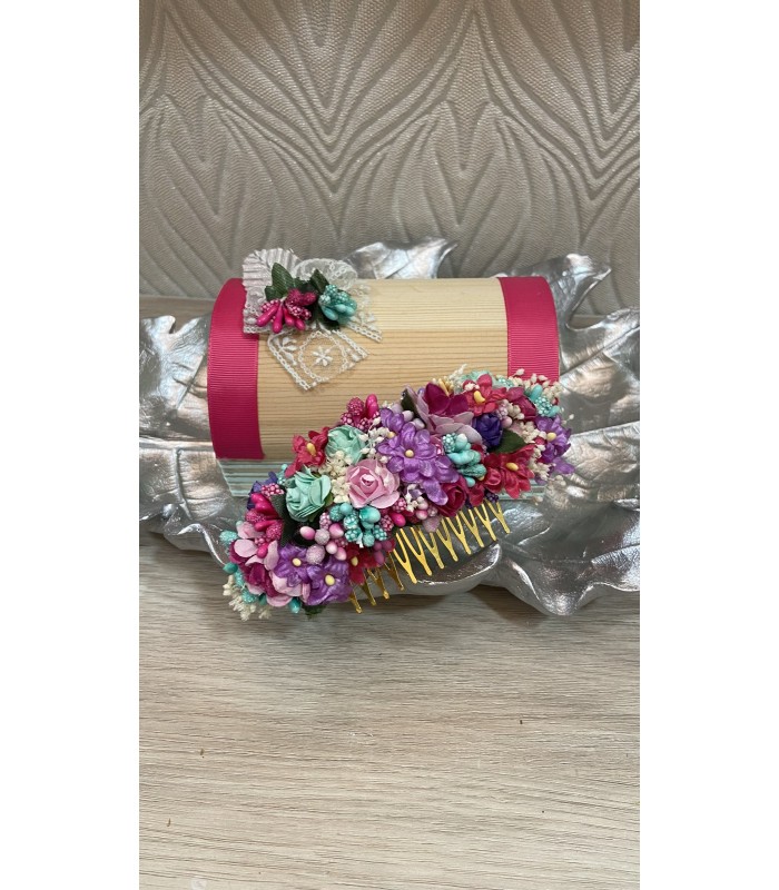 peineta flores + caja | Tocados florales