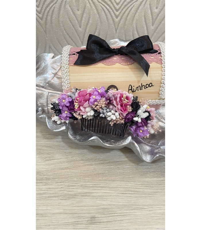 peineta flores + caja | Tocados florales