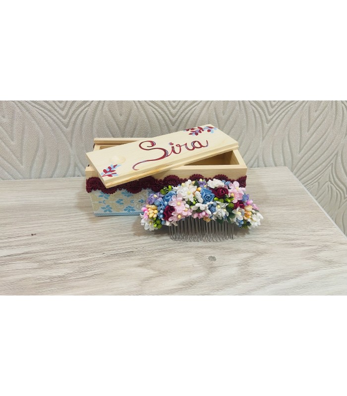 peineta flores + caja | Tocados florales