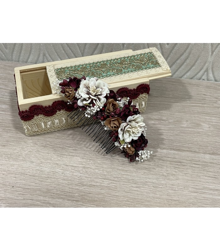 peineta flores + caja | Tocados florales