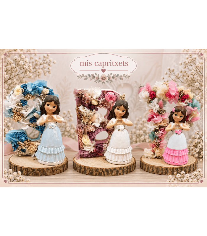 Letra flores con figura comunión | Inicio